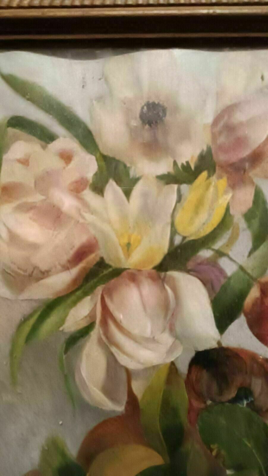 Oil Painting On Paper Depicting Flowers And Citrus Fruits   Signed A.Sambuchi photo vinterior