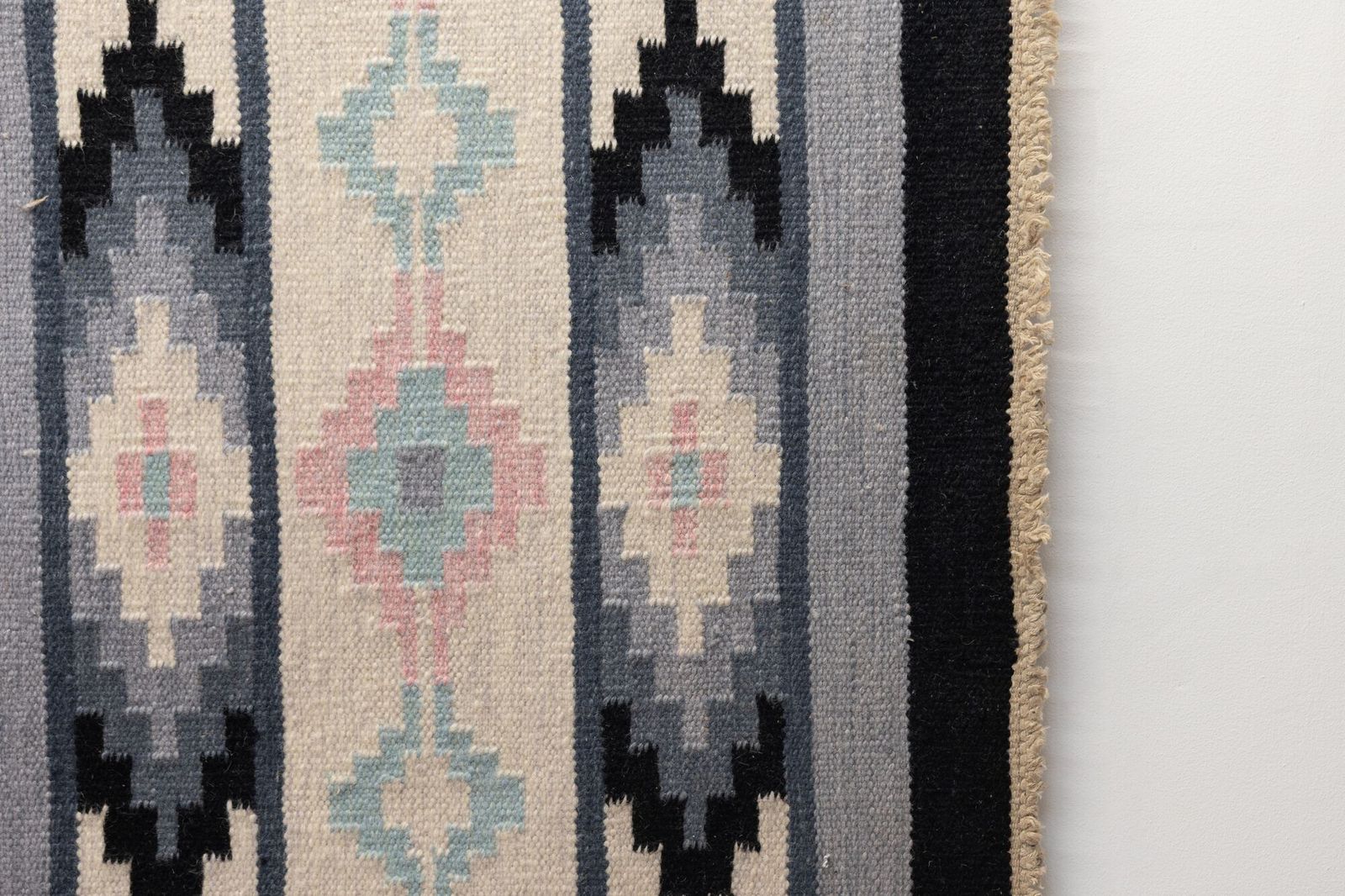 Mid Century Swedish Kilim In Tones Of Grey photo for sale