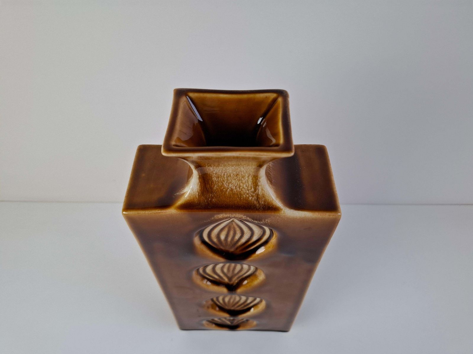Home Decor Mid Century Czech Brown Ceramic Vase Ditmar Urbach, 1960's. photo