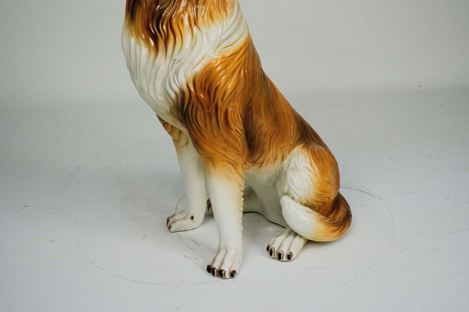 Large Italian Ceramic Sitting Collie Dog Sculpture, 1970s photo 1430.0