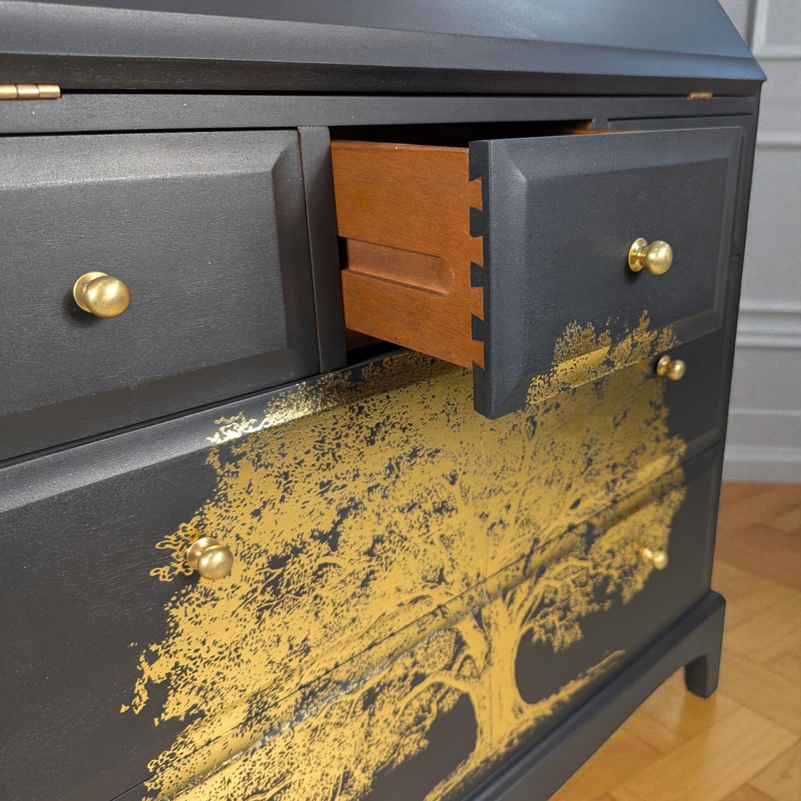Stag Minstrel Bureau Writing Desk Finished In Matt Black photo buy