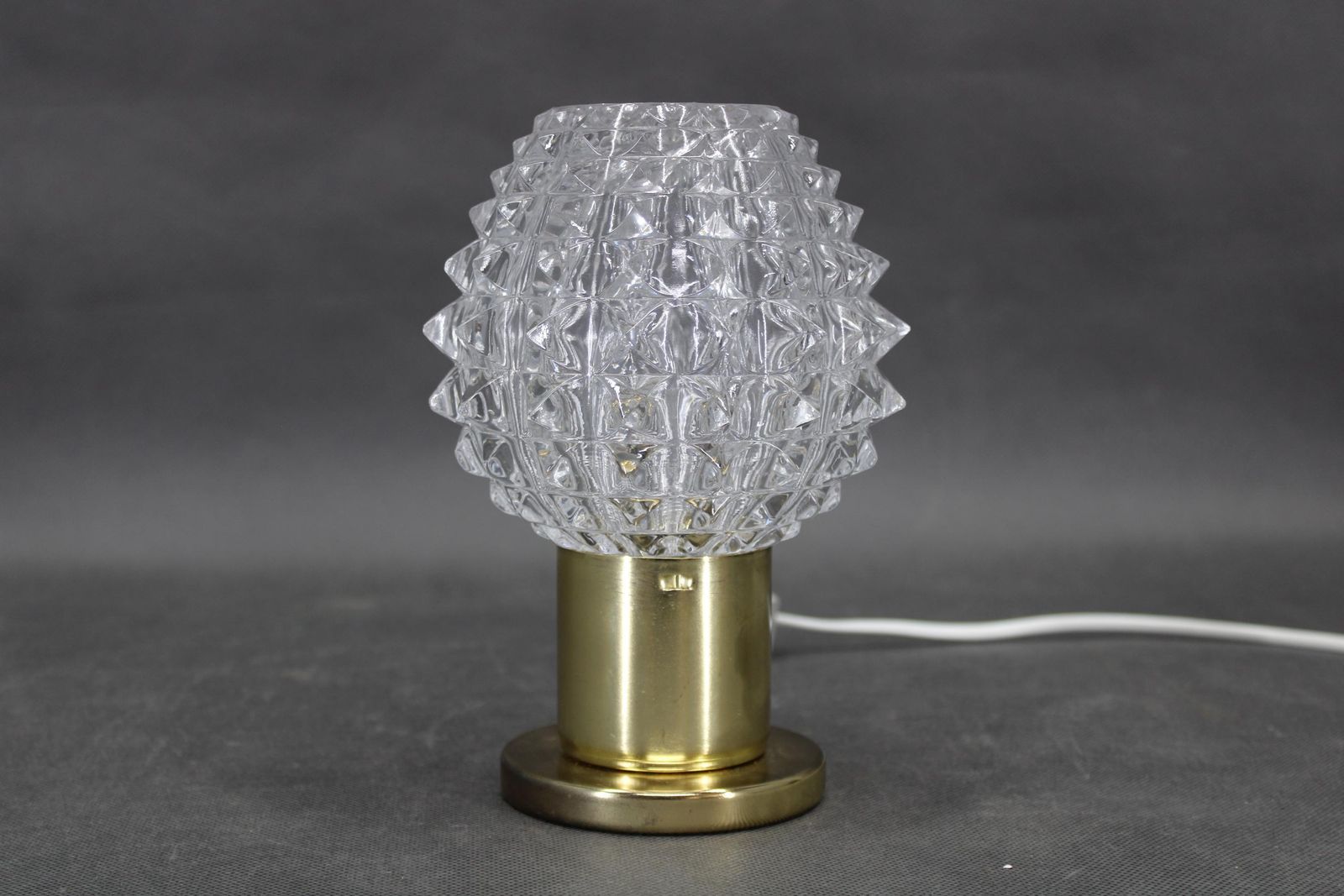 Pair Of 1970s Mid Century Czech Table Lamps With Prismatic Glass Shades photo for sale