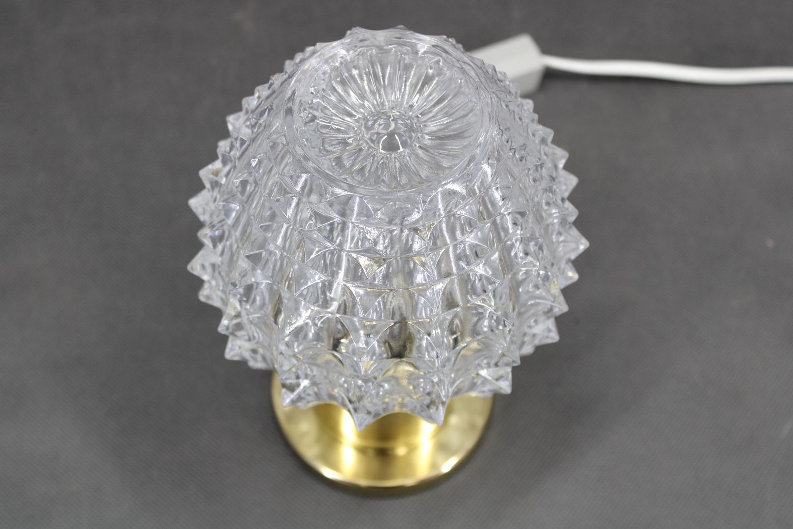 photo for sale Pair Of 1970s Mid Century Czech Table Lamps With Prismatic Glass Shades
