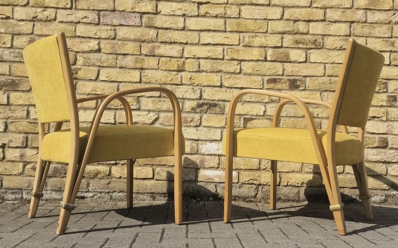 Vintage Bridge Bow Wood Armchair For Hugues Steiner, 1950 photo Furniture