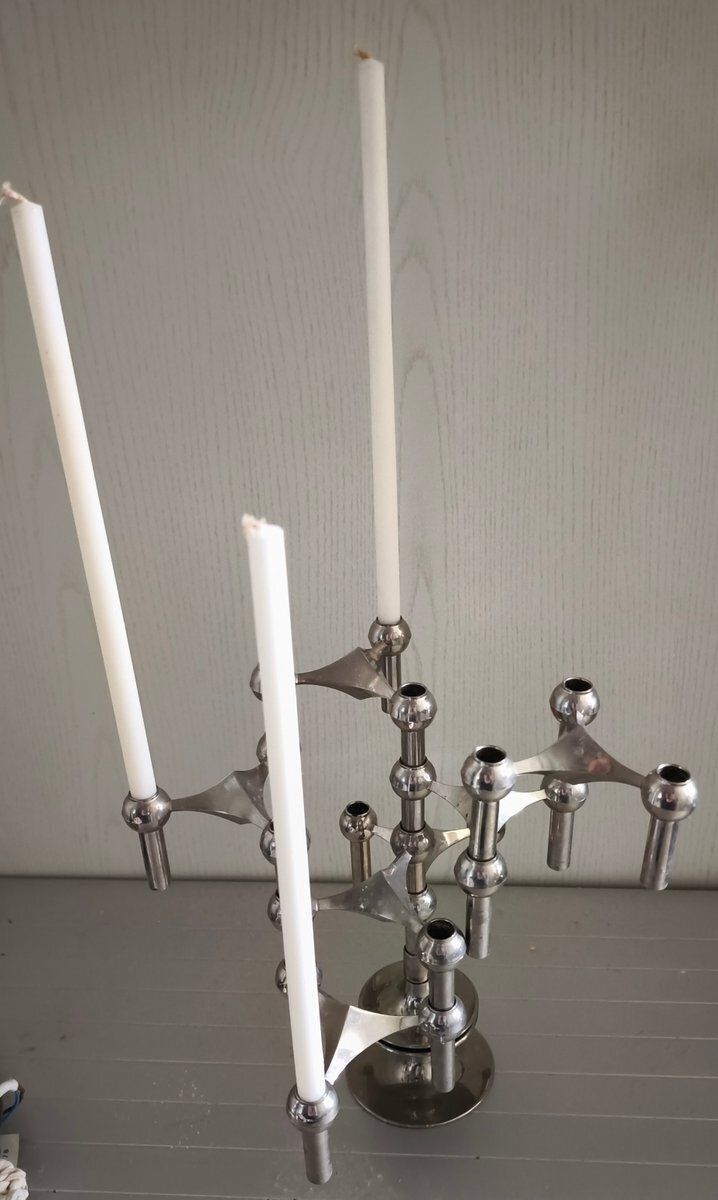 Mid Century Modular Candleholder With Base From Nagel, Set Of 6 photo for sale