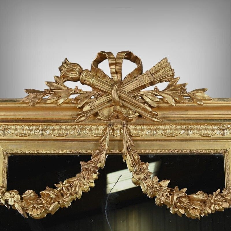 Important Giltwood Mirror, Louis XVI Style – Second Half Of The 19th Century photo furniture