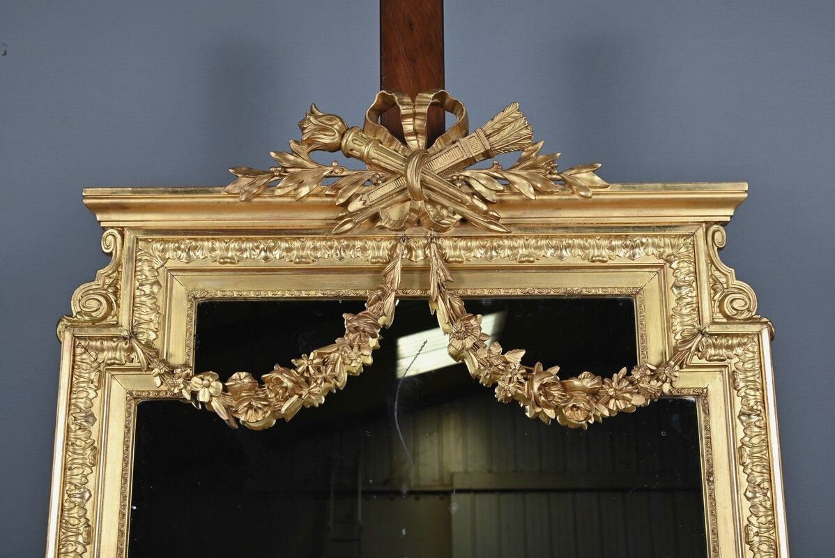 Important Giltwood Mirror, Louis XVI Style – Second Half Of The 19th Century photo 1820.0