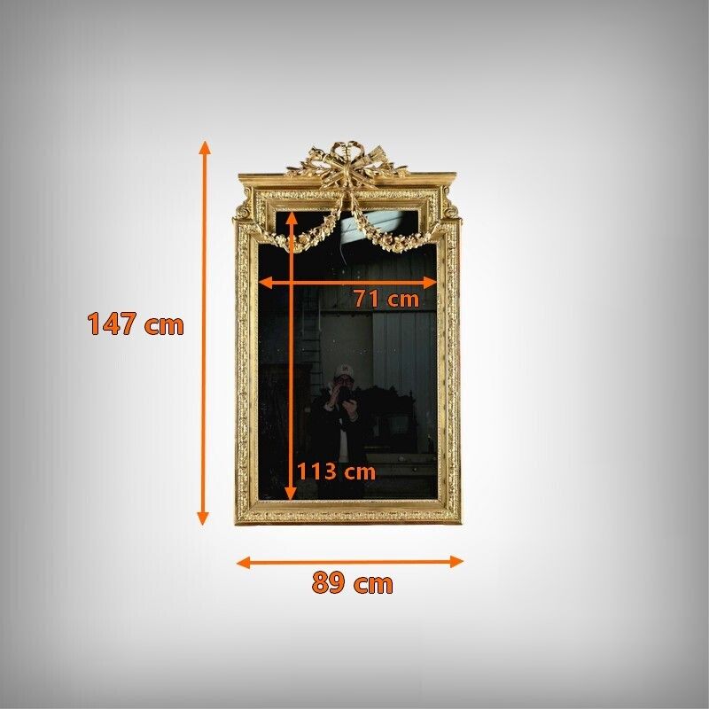 photo vinterior Important Giltwood Mirror, Louis XVI Style – Second Half Of The 19th Century