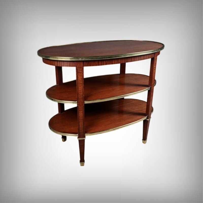 Three Tier Mahogany Serving Cart, Louis XVI Style – 1900 photo furniture