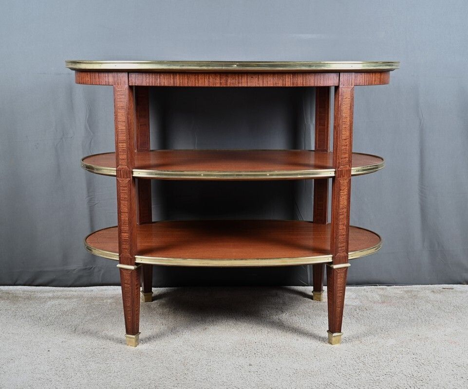 Furniture Three Tier Mahogany Serving Cart, Louis XVI Style – 1900 photo