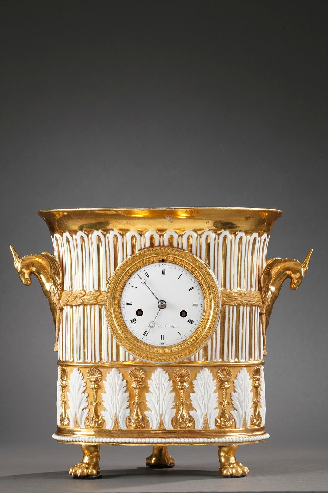 Gilt Porcelain Clock In The Shape Of A Vase, Early 19th Century