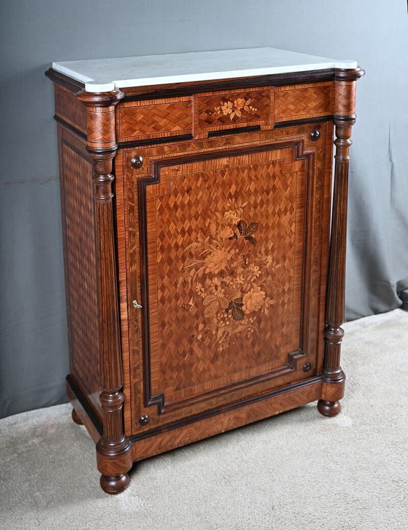 A Marquetry Side Table In Precious Woods, Napoleon III Period – Mid 19th Century photo Furniture