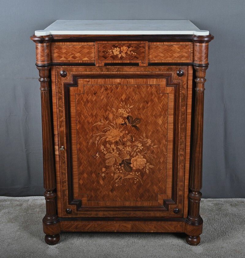 A Marquetry Side Table In Precious Woods, Napoleon III Period – Mid 19th Century photo vintage