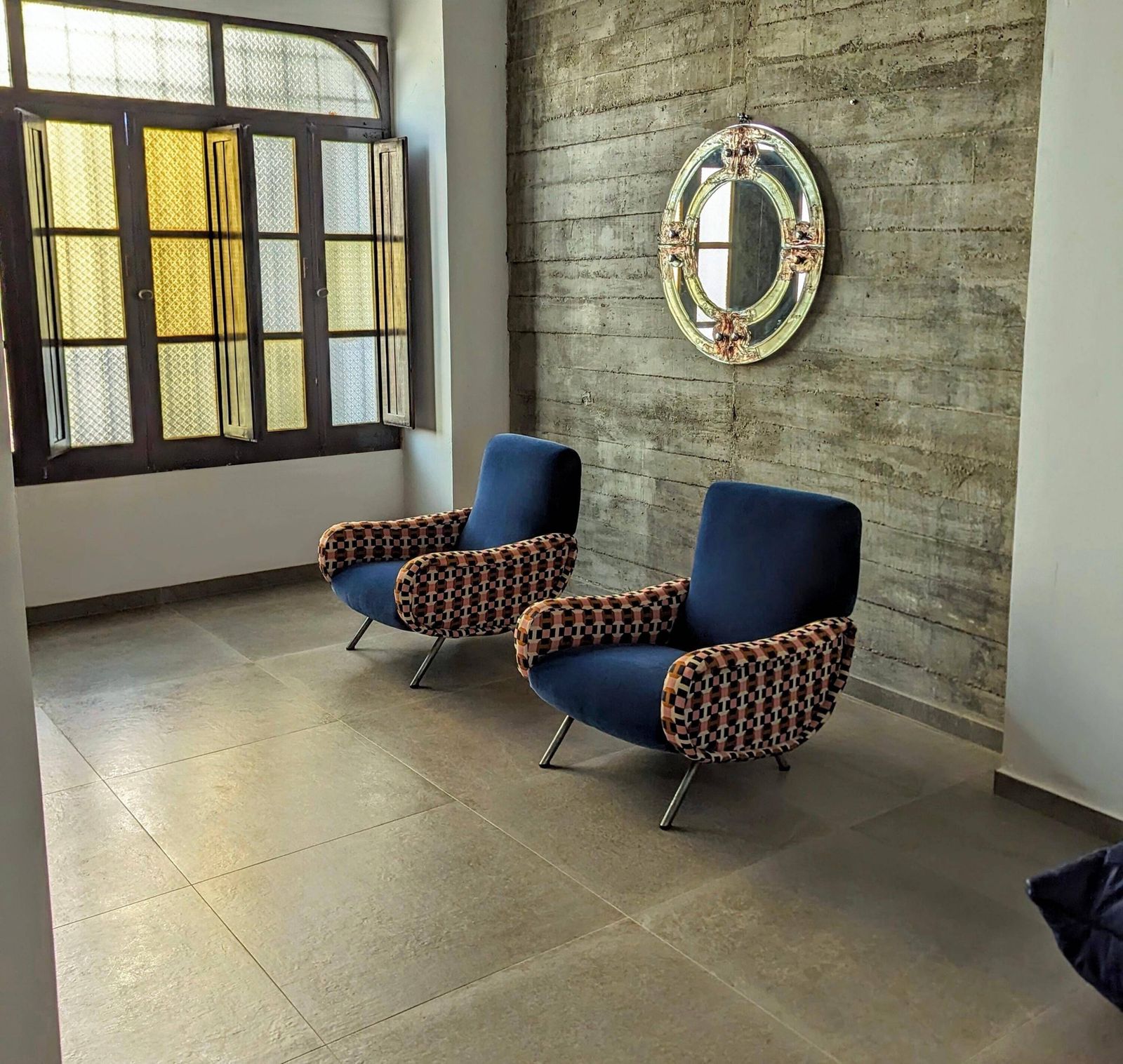 Marco Zanuso Pair Of Lady Armchairs In Blue Velvet Hermès Italy 1950s photo Furniture