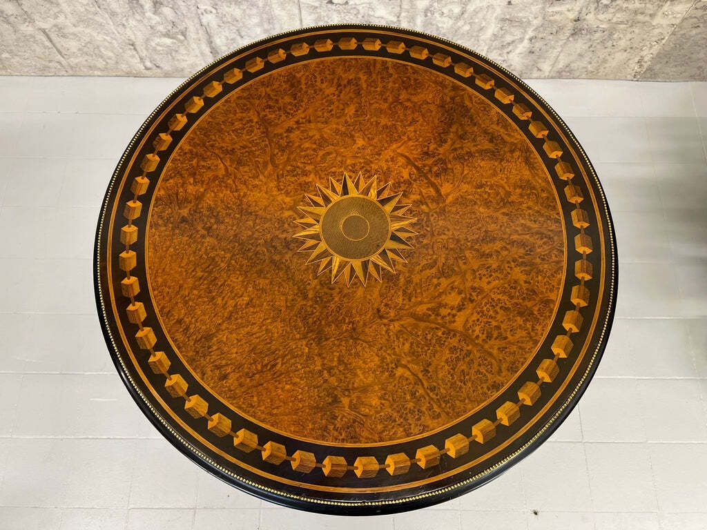 19th Century Circular Amboyna And Ebony Marquetry Table photo for sale