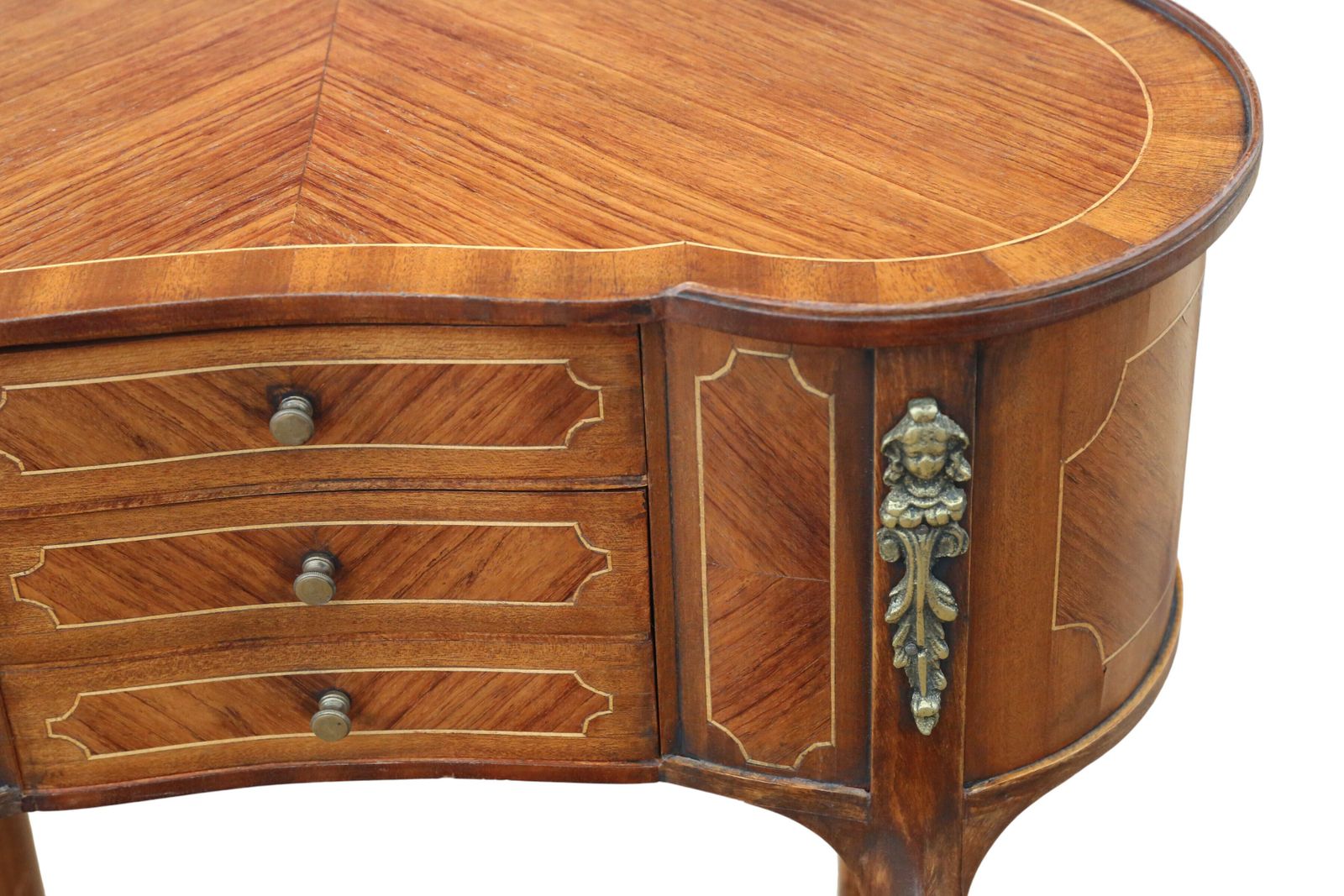 Antique C.1925 Pair Of Kidney Shaped Inlaid Veneer Bedside Tables / Cupboards – Fine Quality Nightstands photo buy