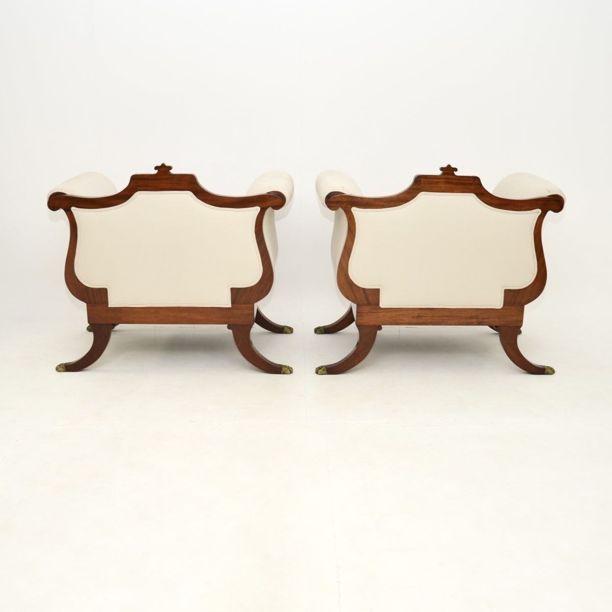 photo for sale Pair Of Large Antique Regency Style Mahogany Armchairs