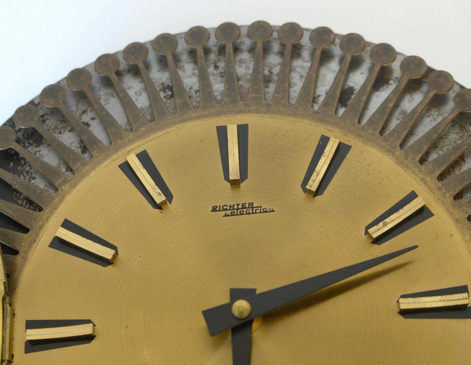 photo for sale Vintage Brass Wall Clock / West Germany 1960's / Atomic Sunburst Clock
