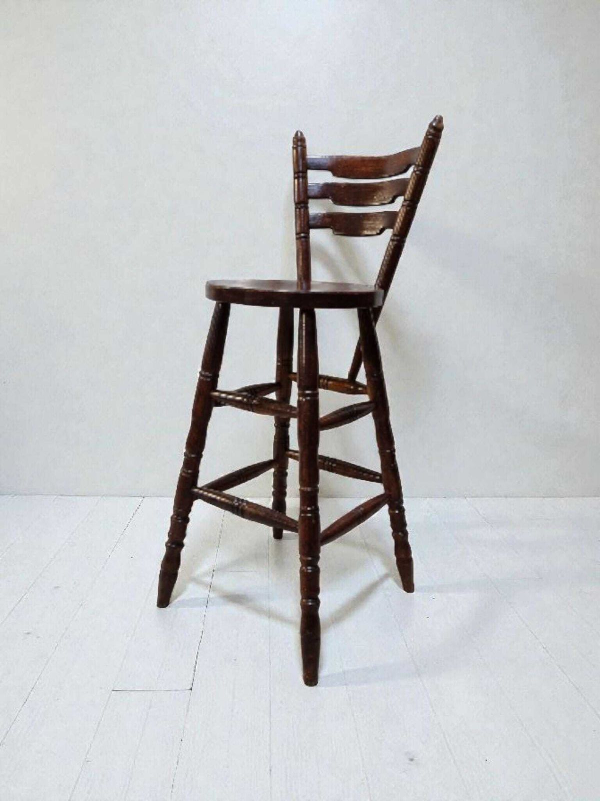 Vintage High Bar Stool / C. 1960 / Solid Wood / Lovely Patina photo furniture