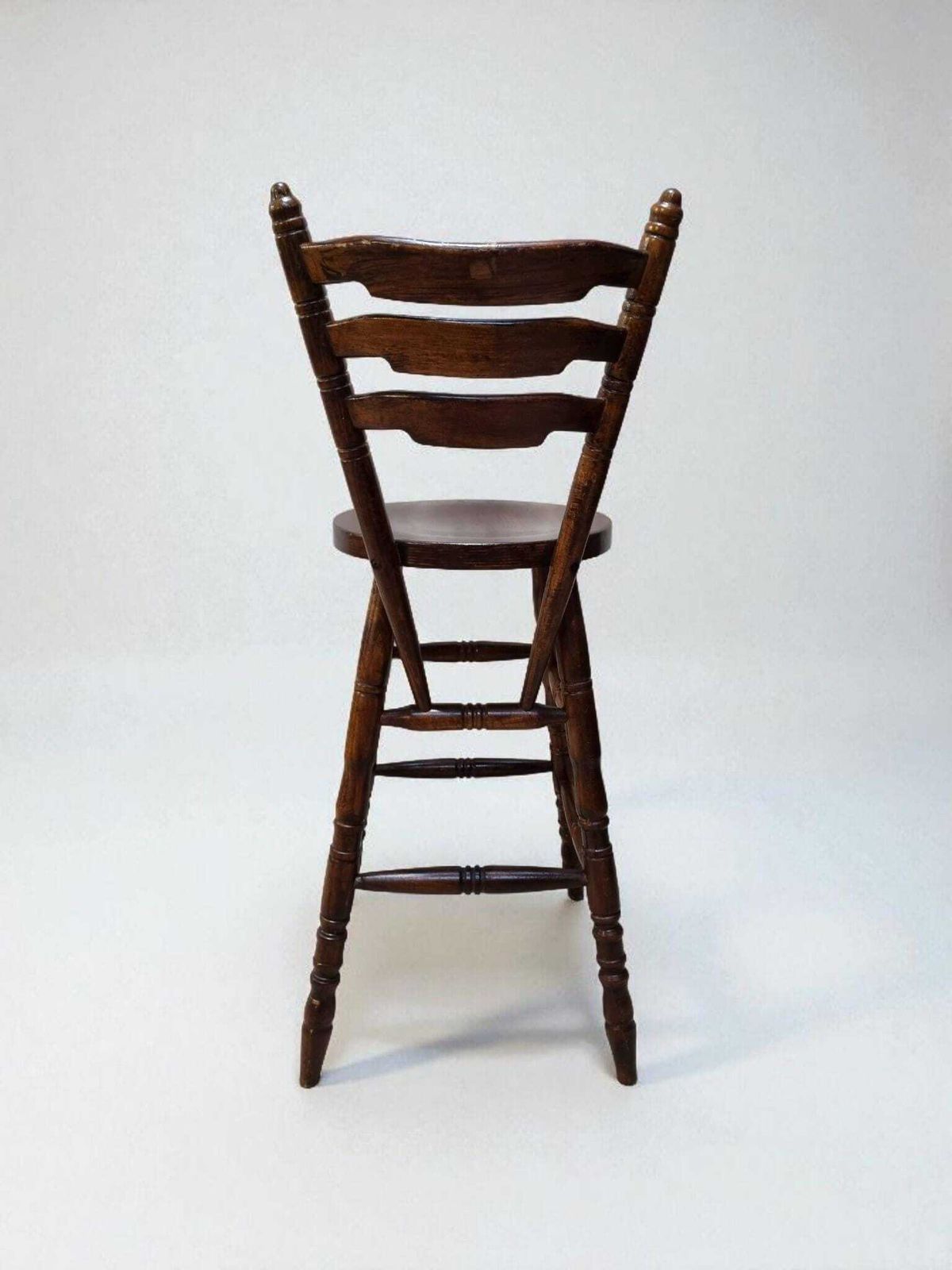 Vintage High Bar Stool / C. 1960 / Solid Wood / Lovely Patina photo 186.0
