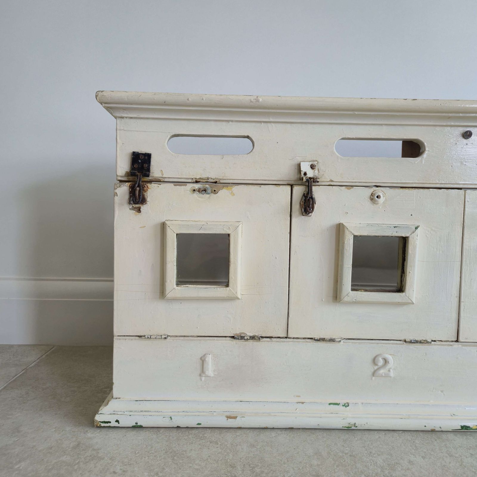 Antique Victorian Pigeon Hole Kitchen Cupboard With Original Paint photo furniture
