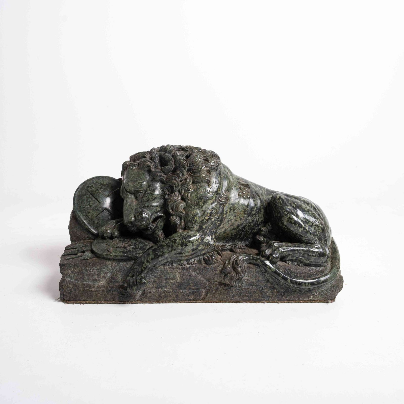 Large 19th Century French Serpentine Marble Lion Of Lucerne Sculpture. photo 3450.0
