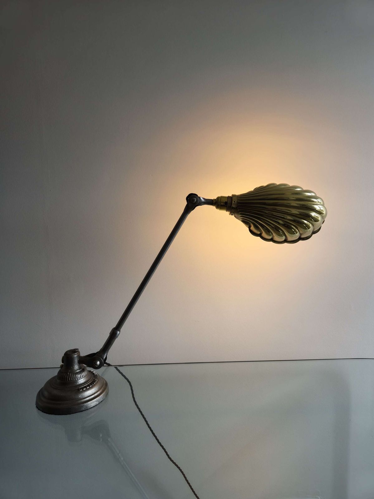 20th Century Industrial Dugdills Table Lamp With Scallop Shade photo furniture