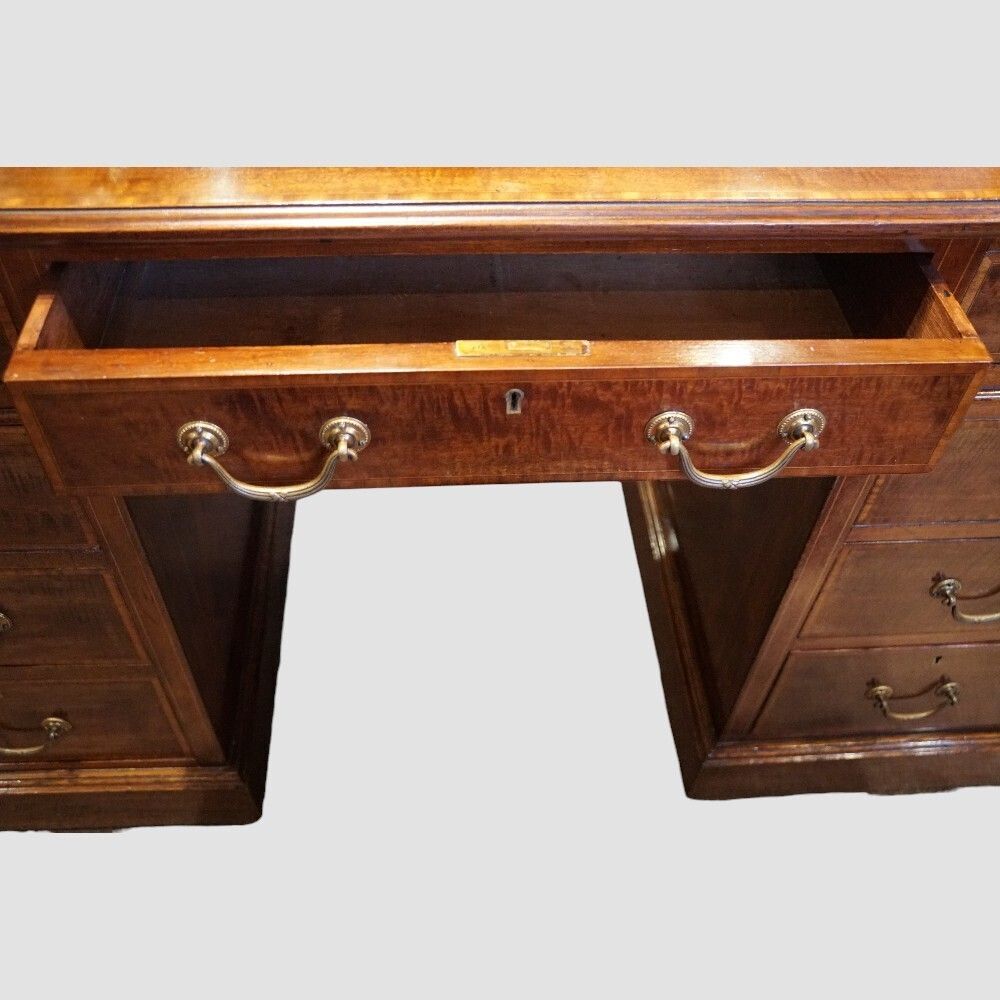 Edwardian Inlaid Mahogany Pedestal Desk photo furniture