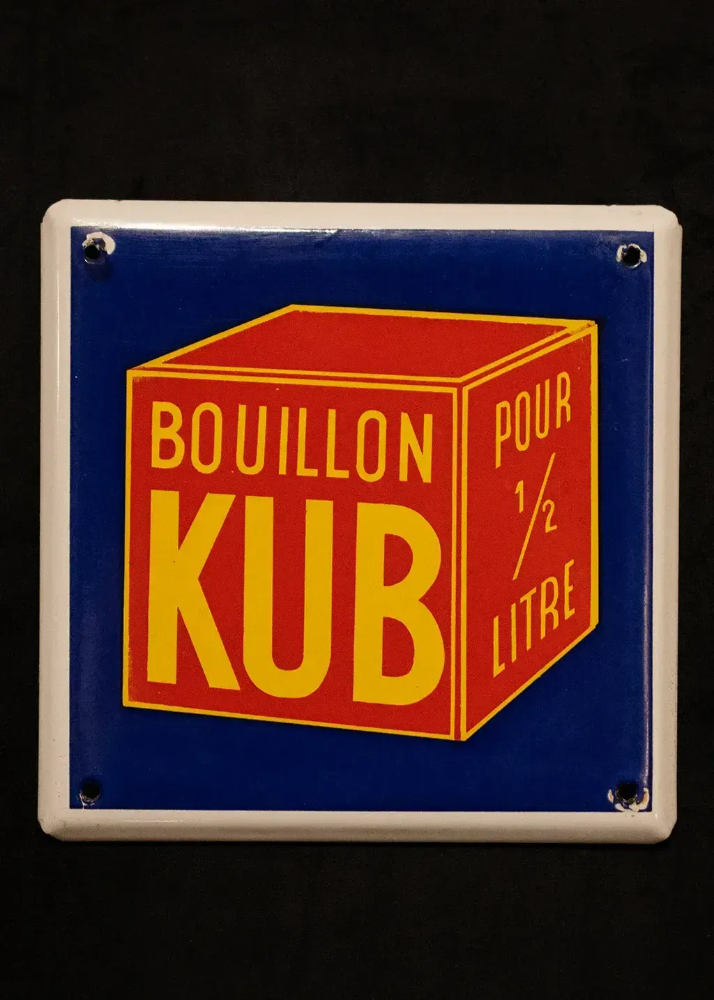 Plaque émaillée publicitaire « Kub Bouillon », années 1950 photo furniture