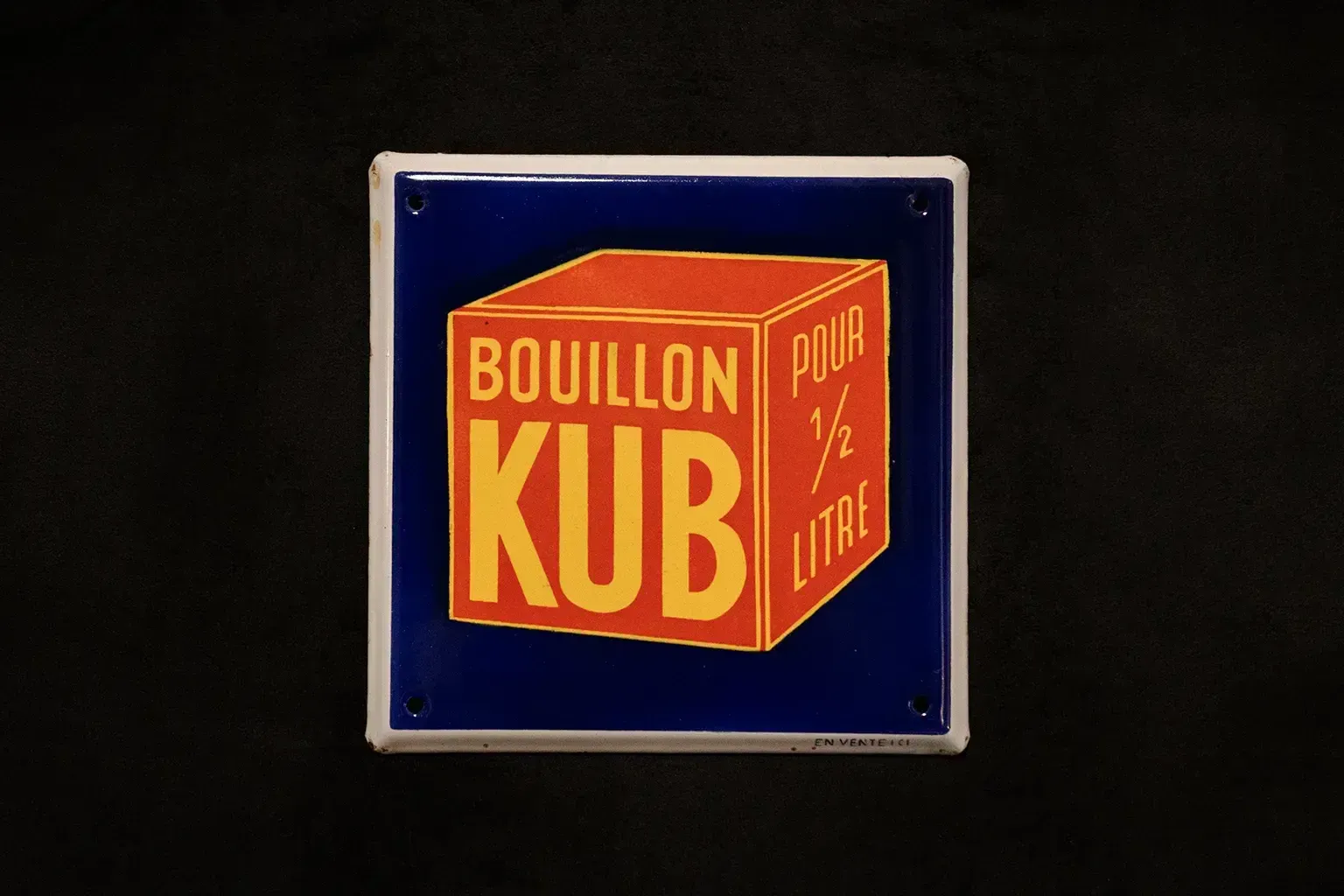 Plaque émaillée publicitaire « Kub Bouillon », années 1950 photo Décoration