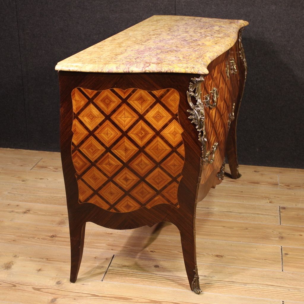 20th Century French Louis XV Style Inlaid Commode photo Furniture