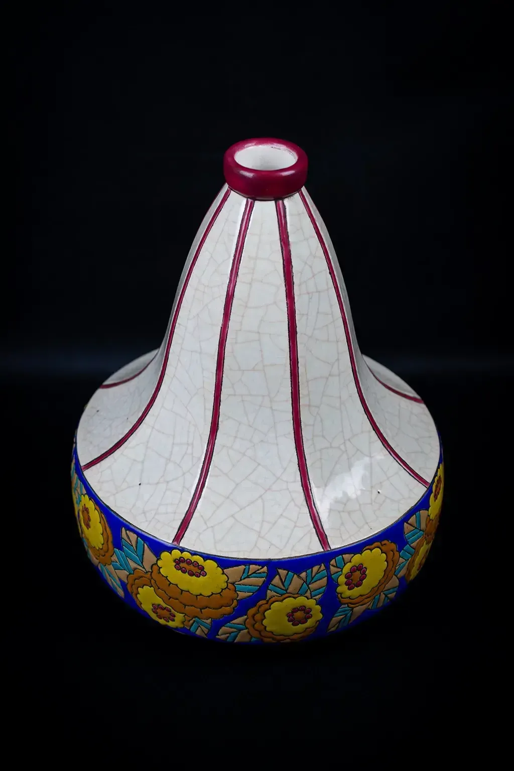 Vase toupie Art déco Longwy en émail cloisonné photo for sale