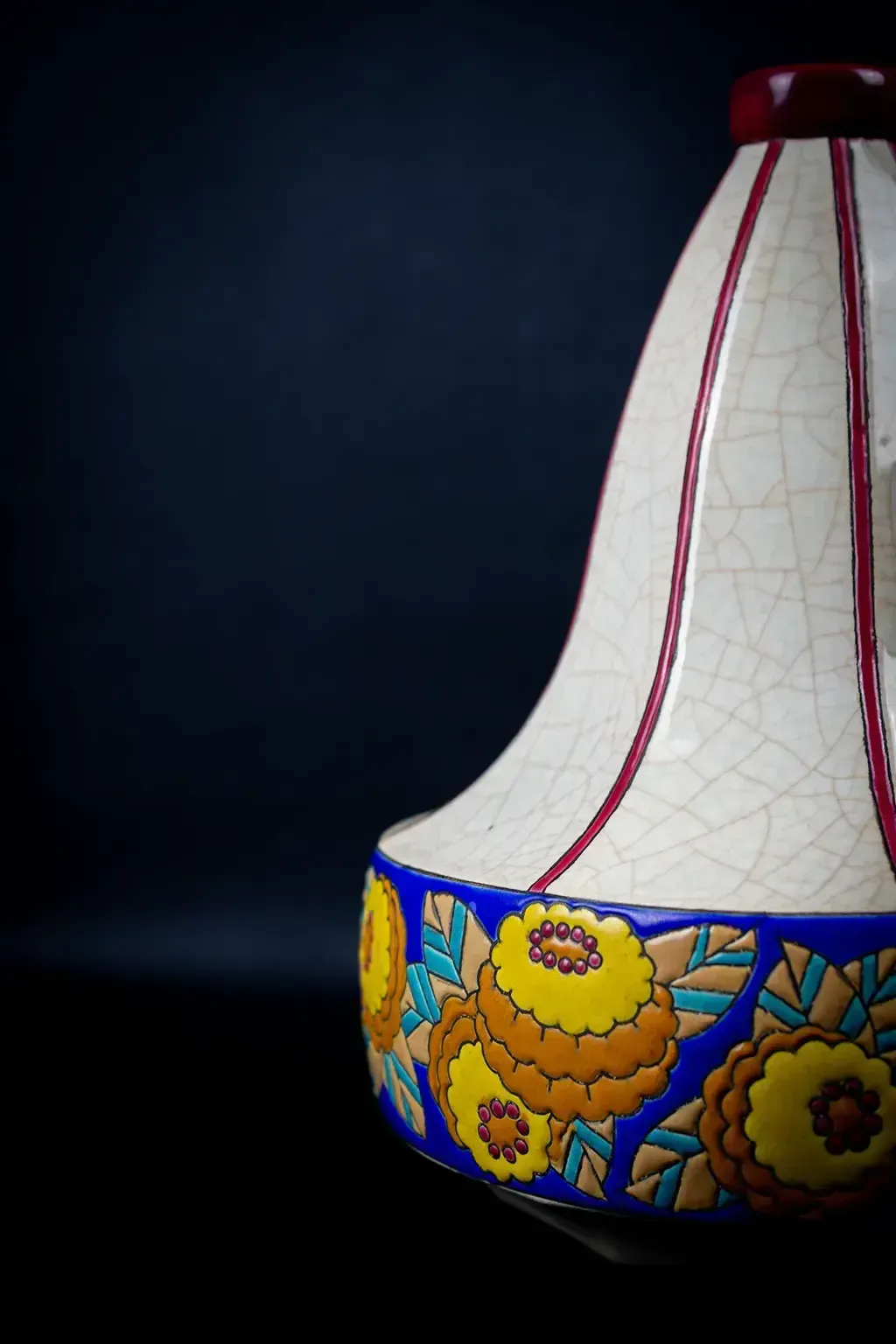 photo furniture Art Deco Longwy Spinning Top Vase In Cloisonné Enamel