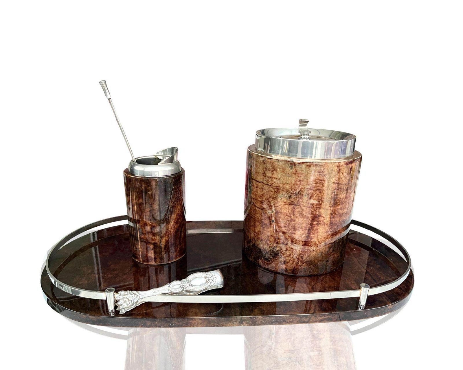 Aldo Tura Barset | 4 Delig | Gelakt Geitenleer | Jaren 1930–1950