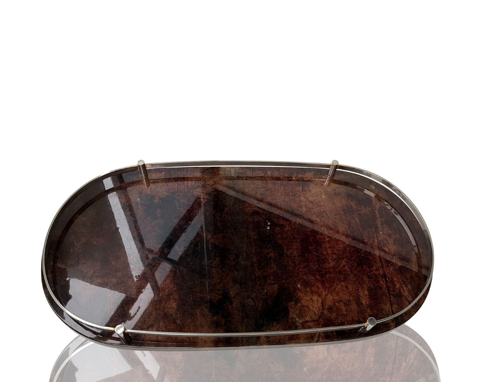 Aldo Tura Barset | 4 Delig | Gelakt Geitenleer | Jaren 1930–1950 photo Woonaccessoires