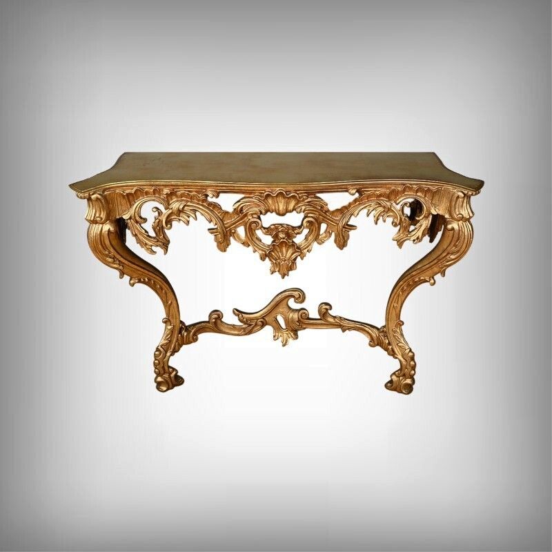 Important Wall Lamp Console In Golden Wood, Louis XV – Style Mid 20th Century