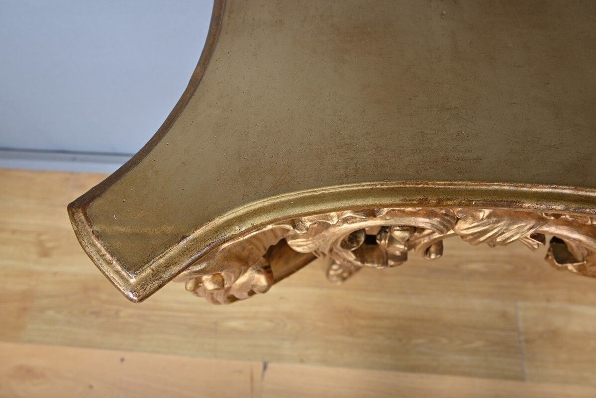 Important Wall Lamp Console In Golden Wood, Louis XV – Style Mid 20th Century photo vinterior