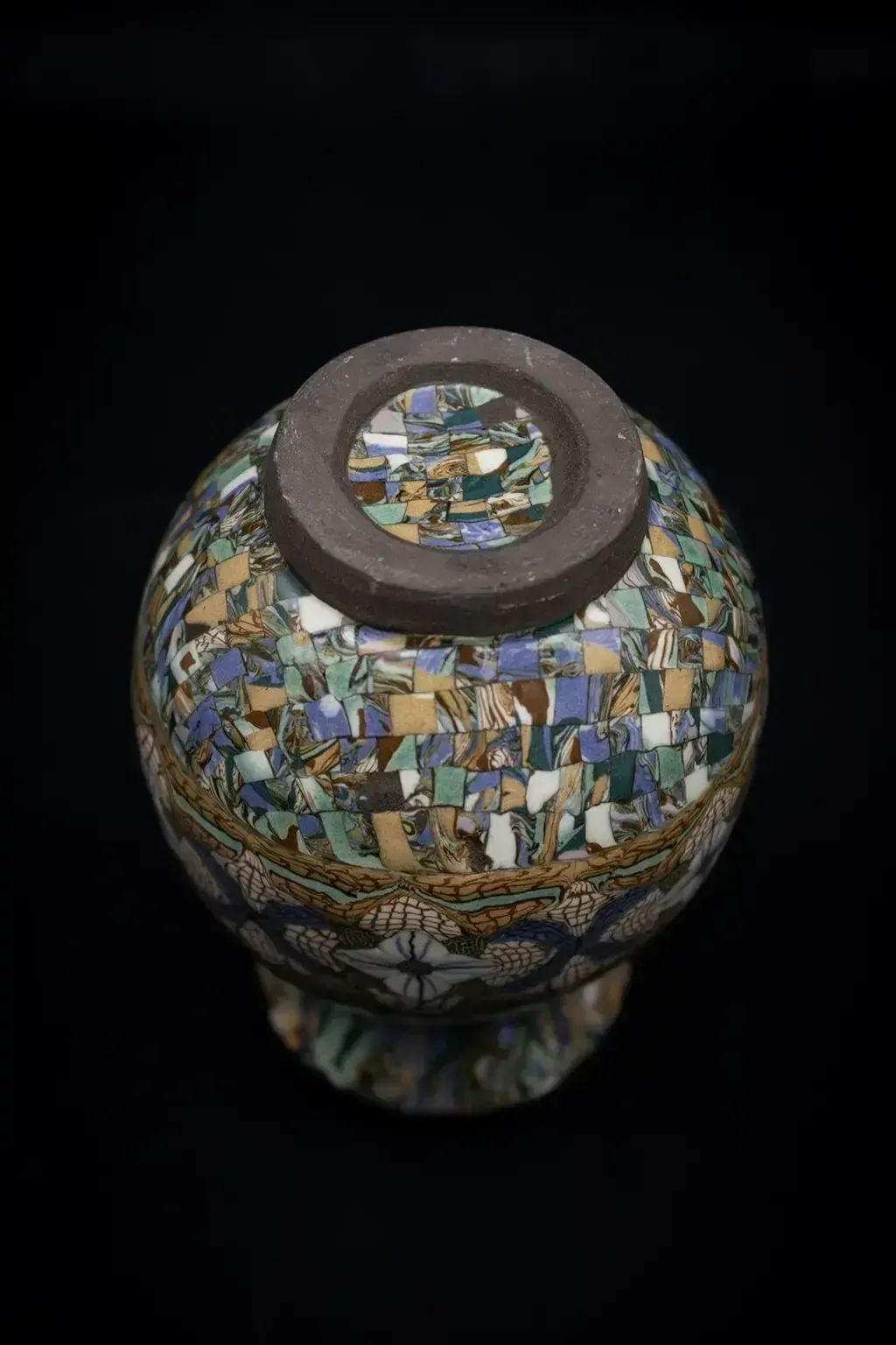 Vase Gerbino en céramique polychrome à terres mêlées, mid-century, Vallauris photo vintage