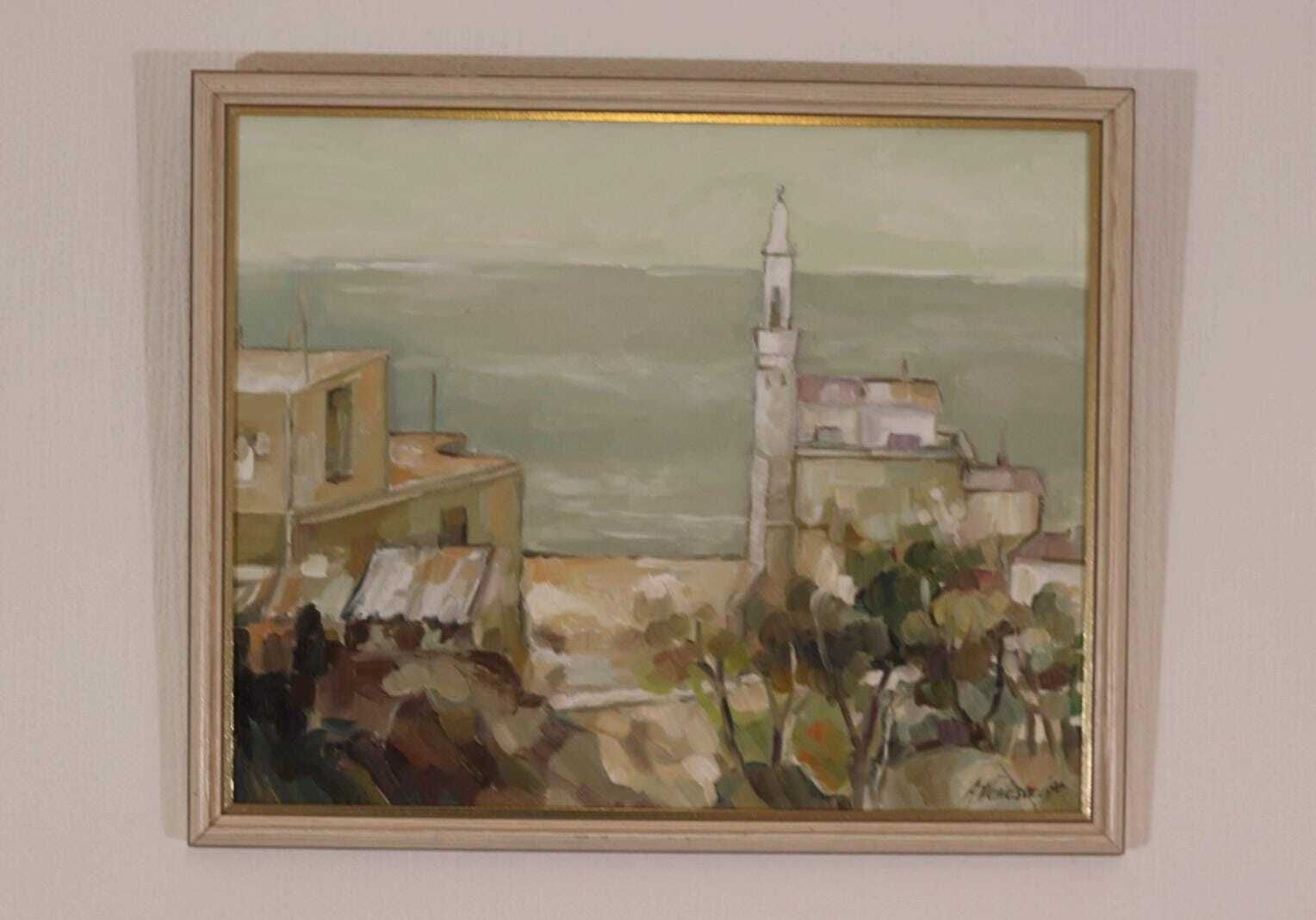 Original European Oil On Canvas – “By The Sea” By A. Vasilesck – Vintage & Dated 1990, Framed  44 × 36 Cm (17.3" × 14.2") photo Art