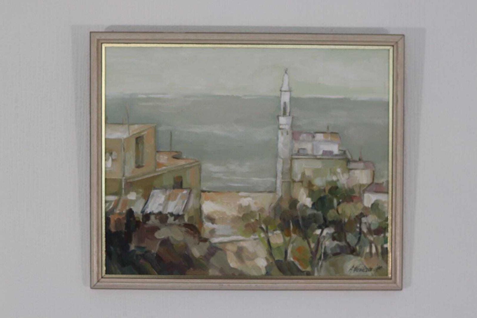 Original European Oil On Canvas – “By The Sea” By A. Vasilesck – Vintage & Dated 1990, Framed  44 × 36 Cm (17.3" × 14.2") photo buy