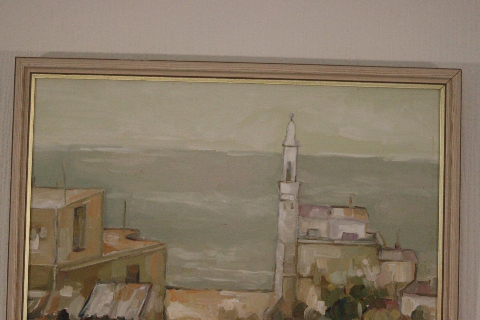 photo for sale Original European Oil On Canvas – “By The Sea” By A. Vasilesck – Vintage & Dated 1990, Framed  44 × 36 Cm (17.3" × 14.2")