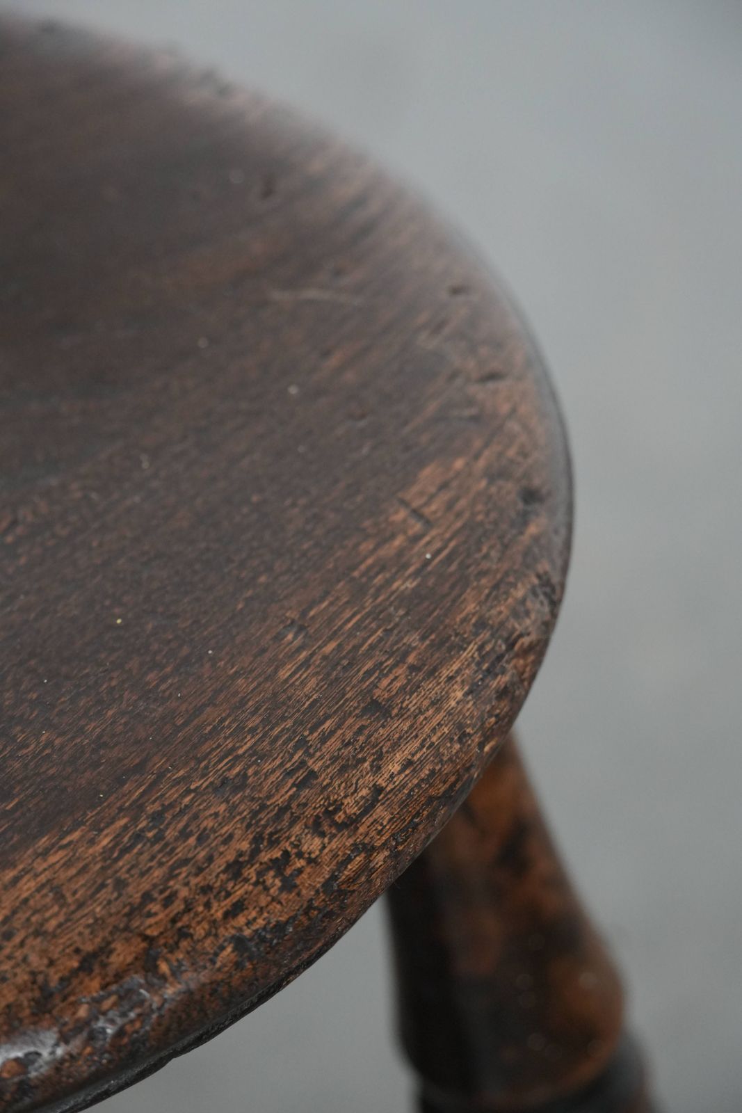 Furniture Set Of Two Timeless Antique English Windsor Stools From The 18th Century With A Wonderful Patina photo