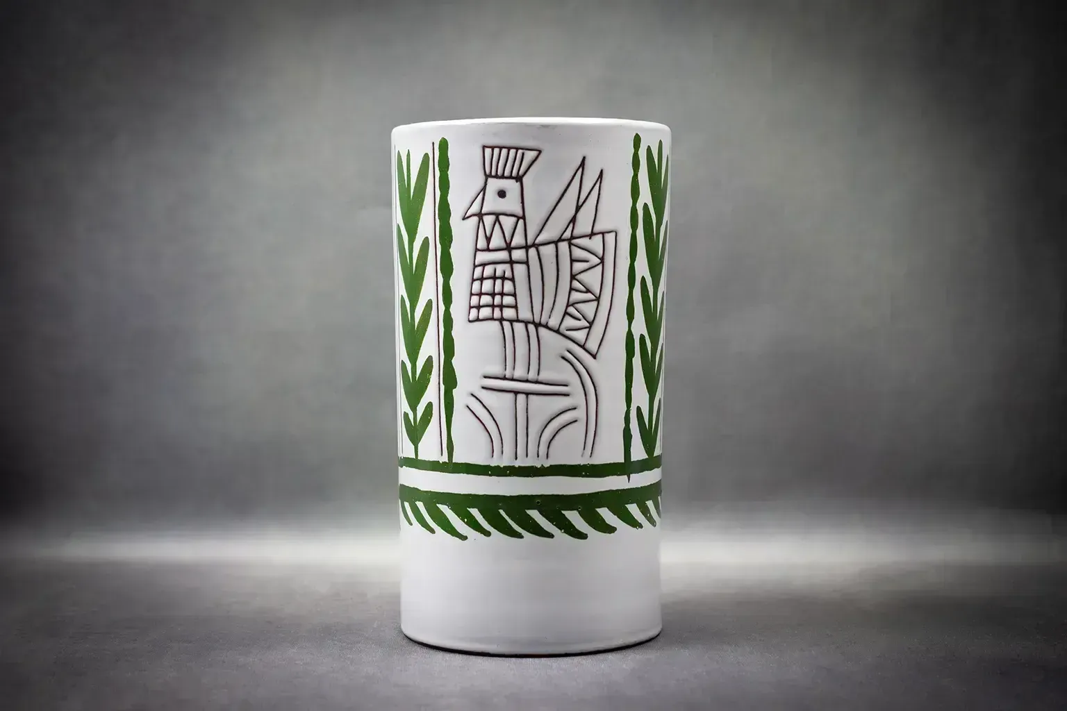 Vase cylindrique en faïence émaillée, par Michel Barbier