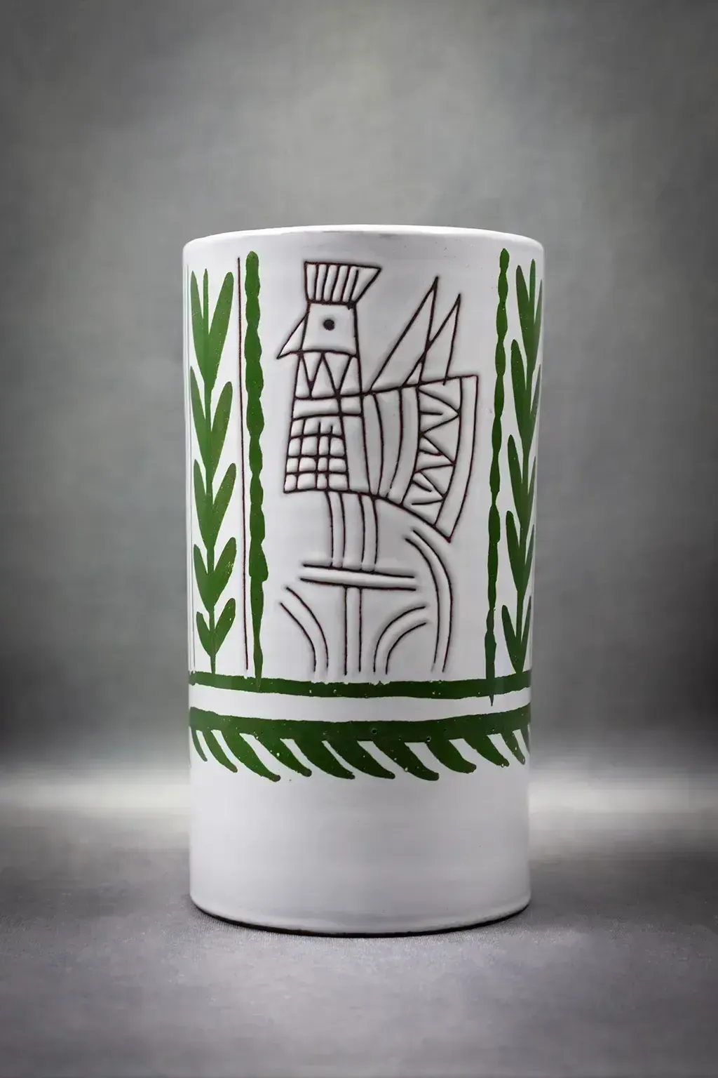 Vase cylindrique en faïence émaillée, par Michel Barbier photo for sale