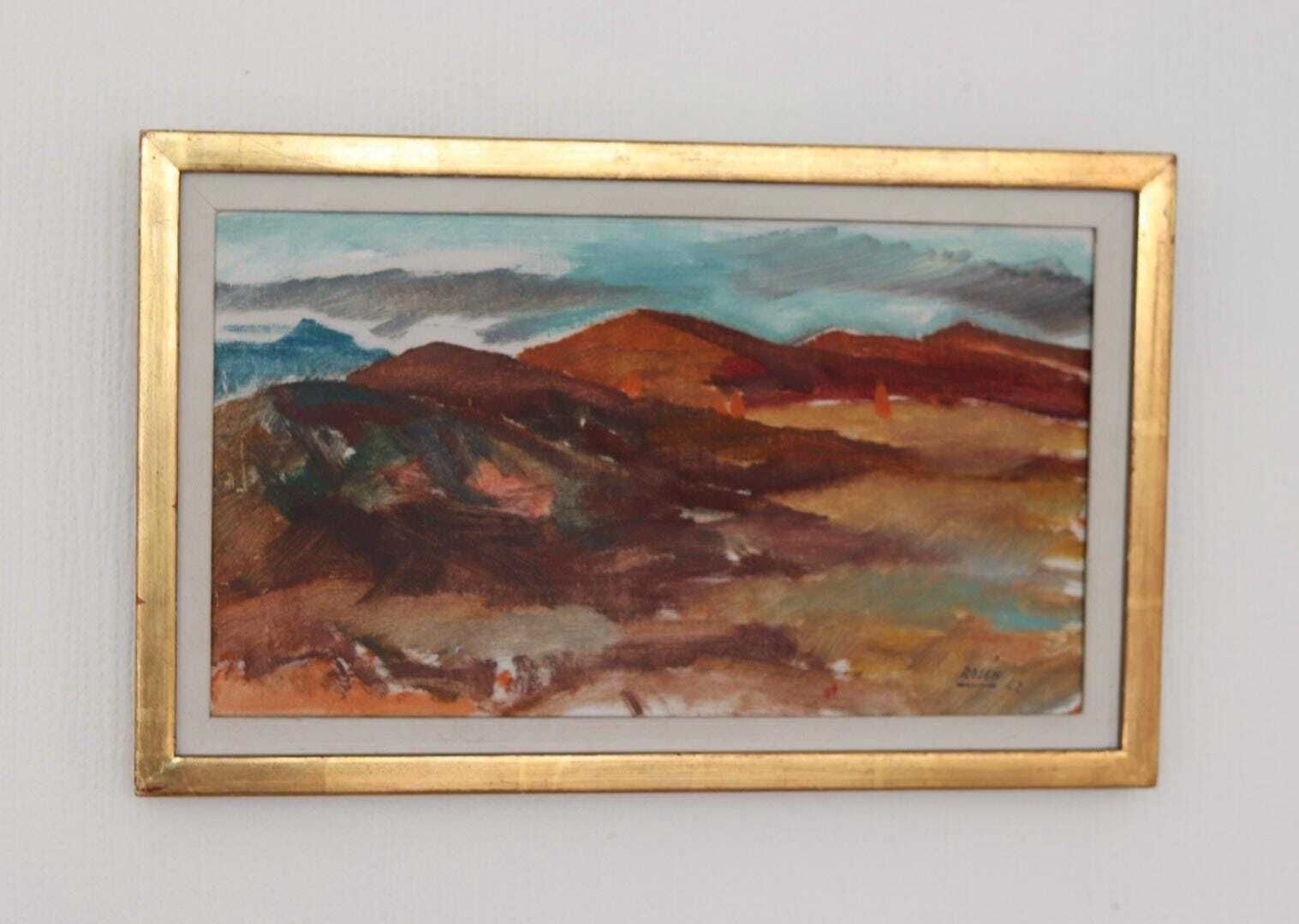 Original Mid Century Swedish Oil On Canvas – “Umeå” By Kjell Rosen – Vintage & Dated 1962, Framed  27 × 43 Cm (10.6" × 16.9") photo Art