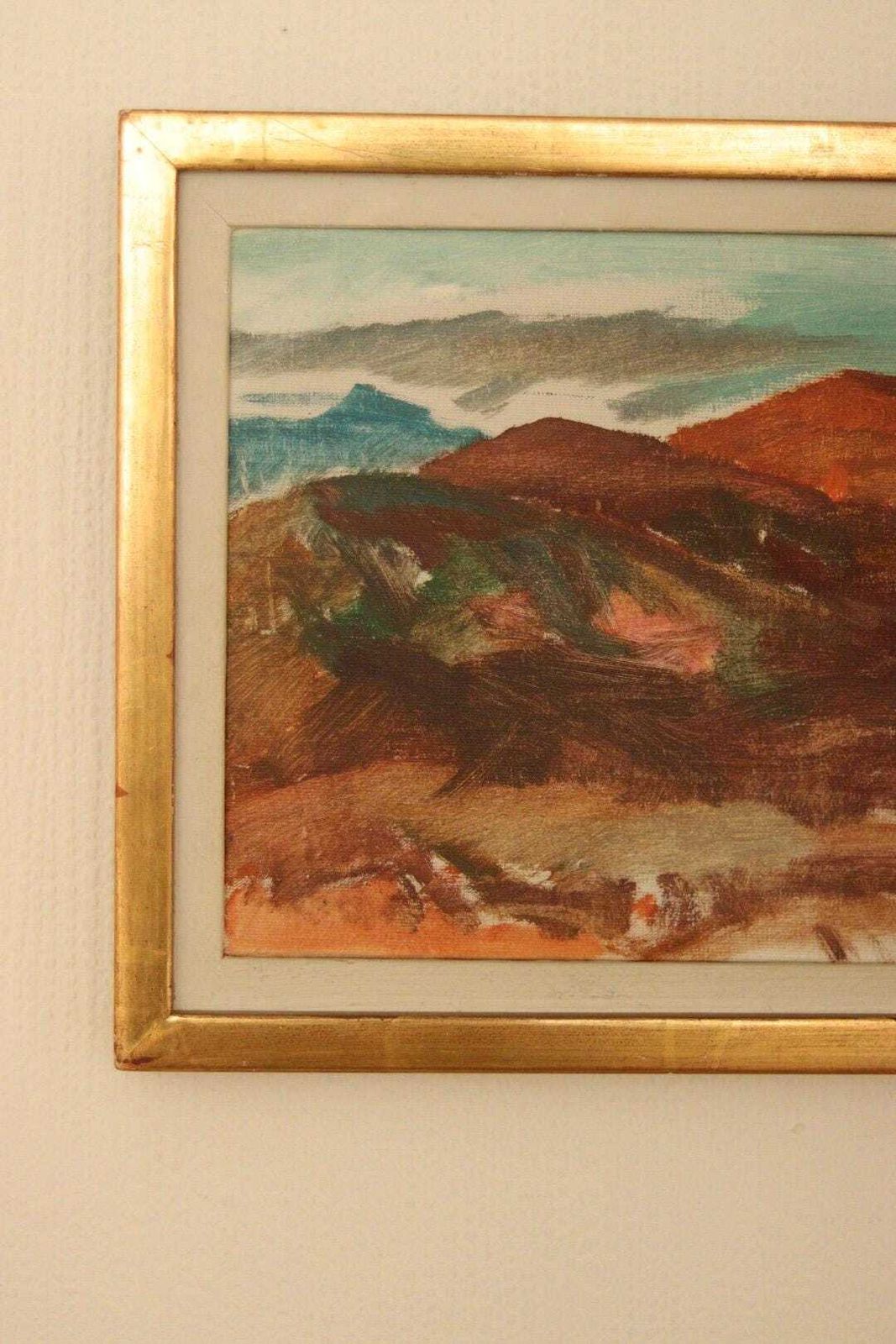 photo vintage Original Mid Century Swedish Oil On Canvas – “Umeå” By Kjell Rosen – Vintage & Dated 1962, Framed  27 × 43 Cm (10.6" × 16.9")