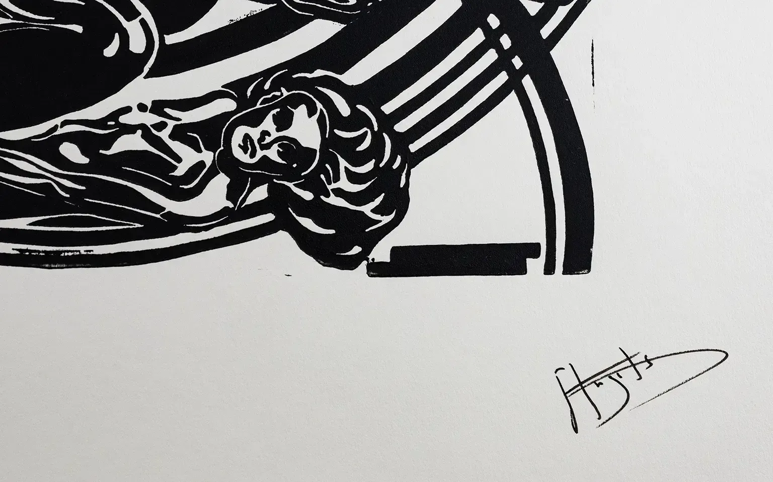 Linocut de Didier Angels - "Intimate Debates", années 1960 - Épreuve d'artiste signée photo 140.0