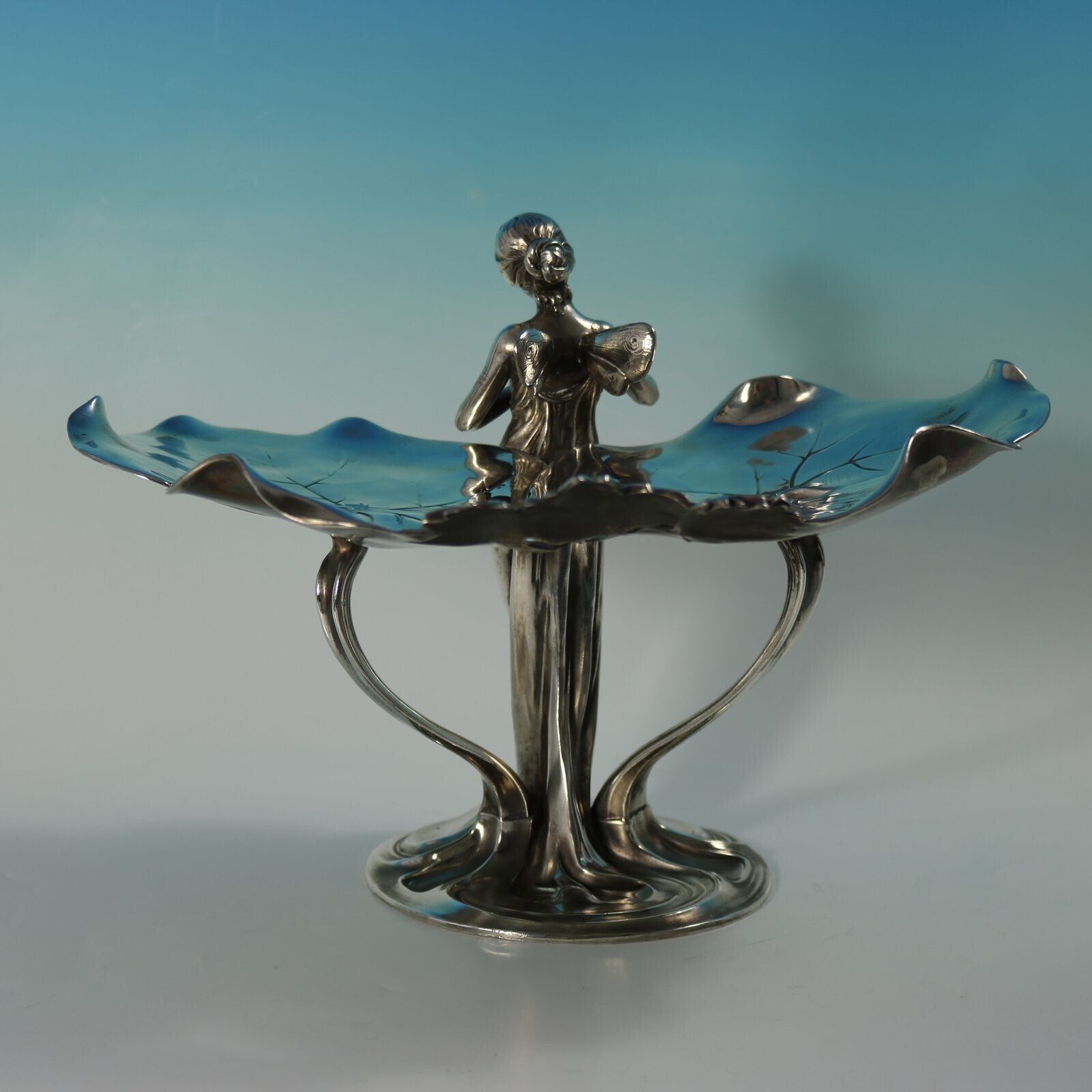 Art Nouveau Wmf Fairy With Dove, Lily Visiting Card Tray photo Home Decor