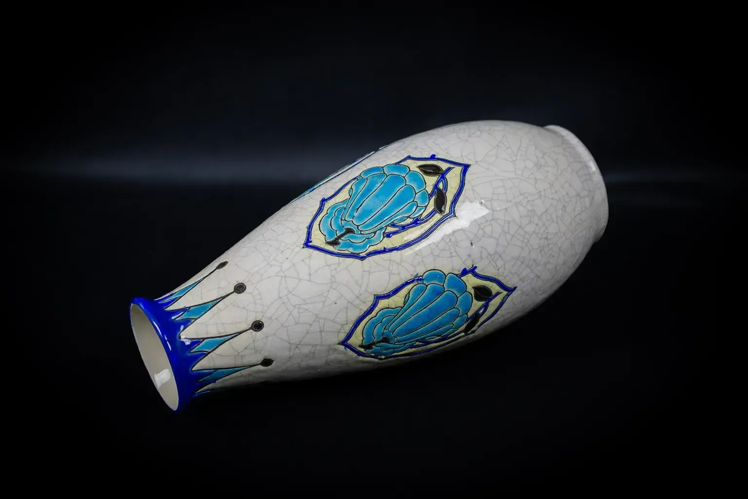 photo for sale Vase en faïence à glaçure craquelée, Keramis pour La Maîtrise, par Maurice Dufrêne