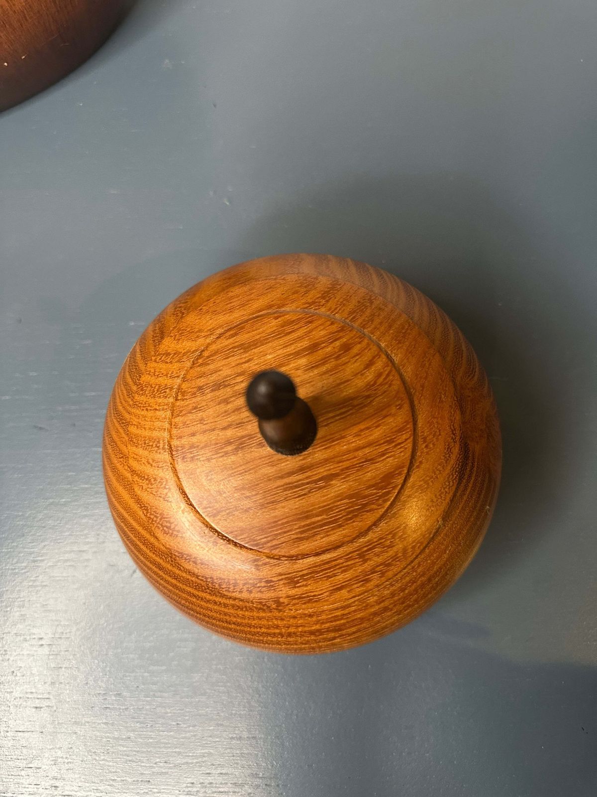 Hand Turned Ancient Acacia Lidded Bowl With Oak Spike Handle — Crafted In Norfolk From 5,000 Year Old Local Timber photo Home Decor